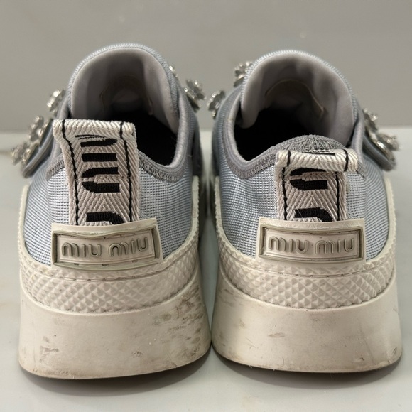 Miu Miu Grey Crystal Embellished Slip-On Sneakers Size 36.5 - Picture 12 of 14